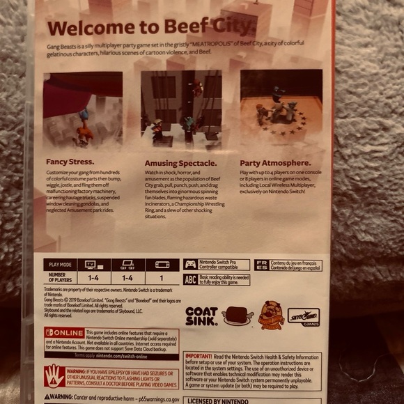 Nintendo Switch Gang Beasts Video Game Case Red - Picture 3 of 4